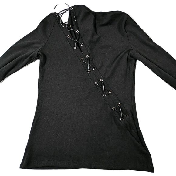 Fashion Nova Ava Asymmetrical Lace Up Top NEW Women's L  Goth Emo Grunge Punk - Picture 3 of 11